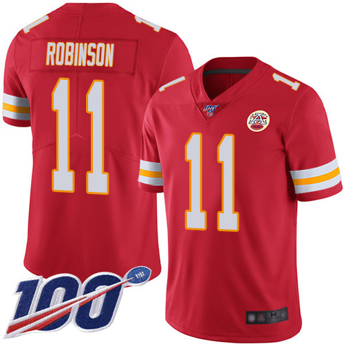 Men Kansas City Chiefs #11 Robinson Demarcus Red Team Color Vapor Untouchable Limited Player 100th Season Football Nike NFL Jersey